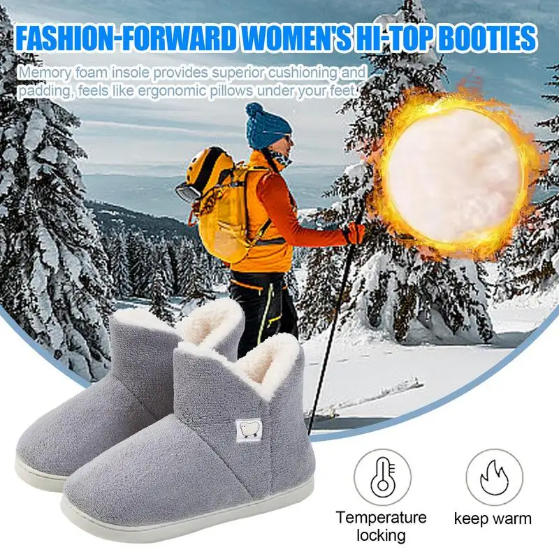 Bedroom Shoes For Women Warm Women Winter Shoes With V-Shaped Opening Design Anti-Slip Winter House Shoes For Indoors Outdoors