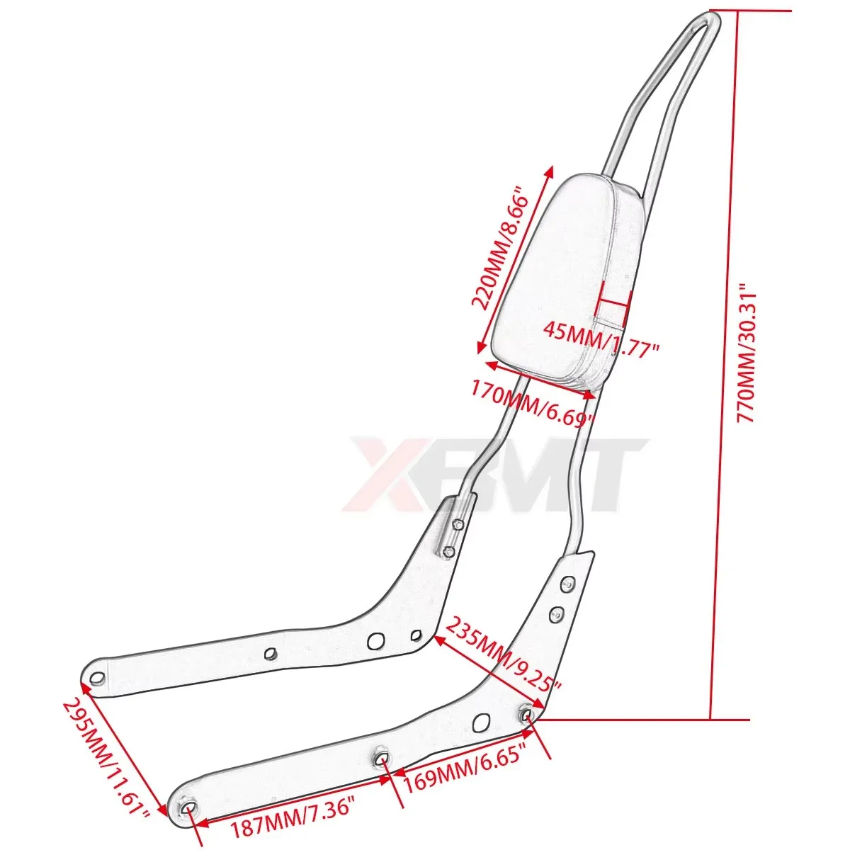 Motorcycle Backrest Sissy Bar Luggage Rack For Honda Shadow Aero 750 750C VT750 VT750C 2004-2022