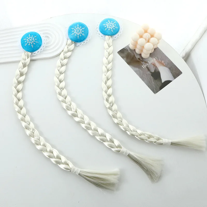 

Frozen Kids Wig Braids Hairpin Princess Elsa Dress Up Props Stage Festival Performance Hair Accessories Princess Silver Wig Clip
