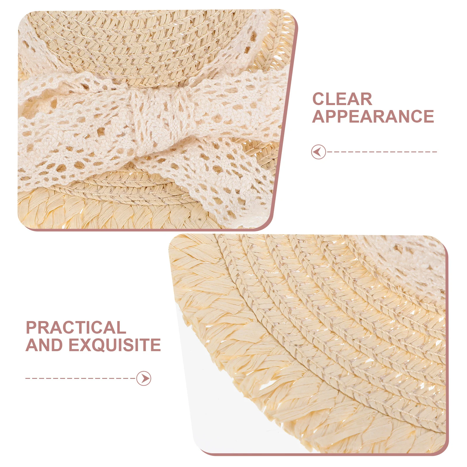 Miniature Straw Hats Lace Accents Elegant Design Versatile Decoration Secure Fit Artistic Appeal Party Favor Hats Craft Projects