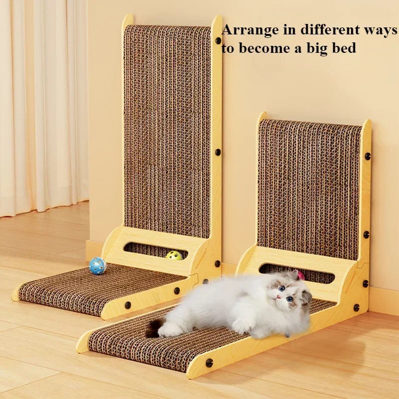 L-shaped Cat Scratching Board Cat Toys Wooden Wear-resistant and Scratch-resistant Post Cat Furniture Training Grinding Claw Toy