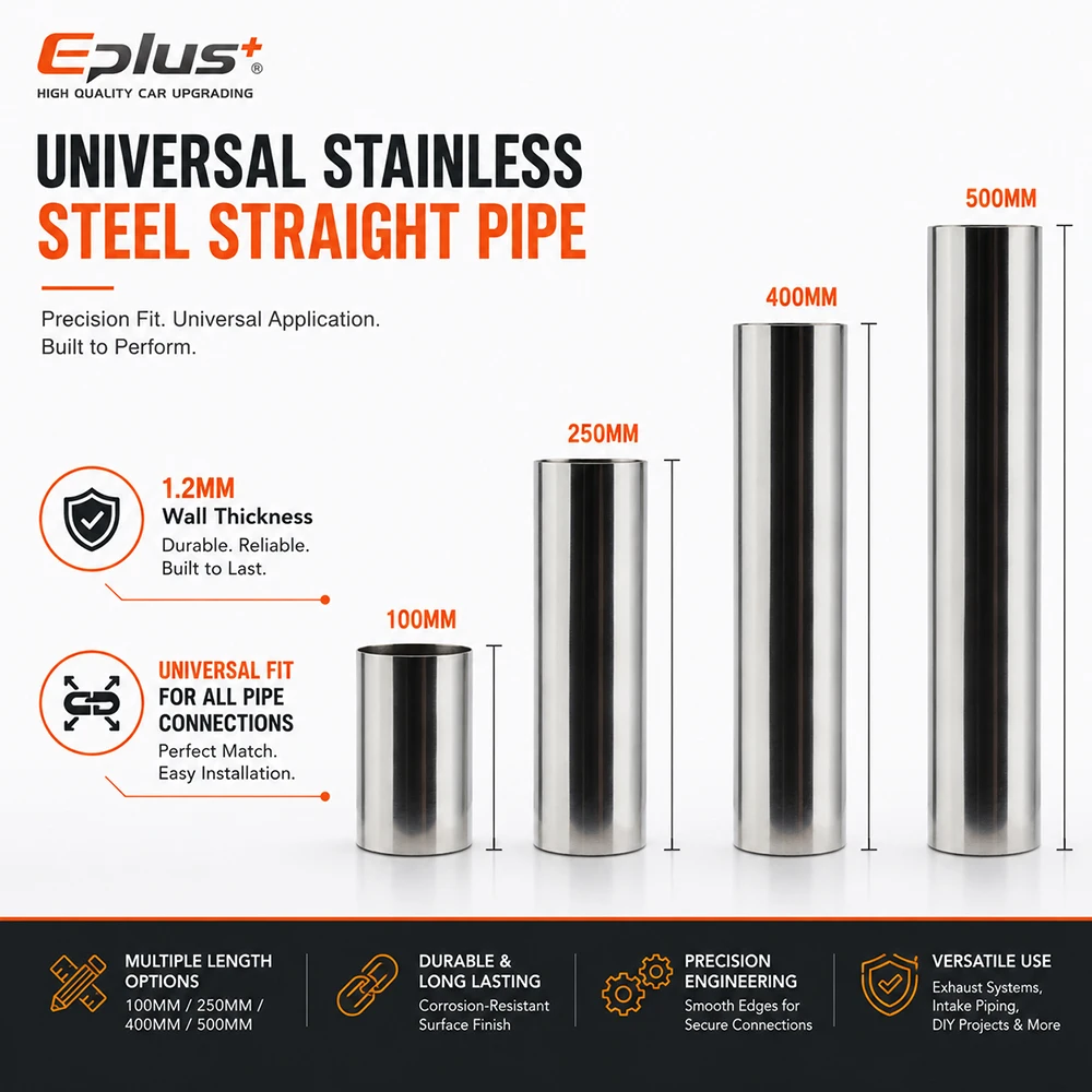 

Universal 304 Stainless Steel Straight Tube Length 100-500mm 1.2mm Wall OD 10-89mm Round Pipe Connector metal tube Adapter
