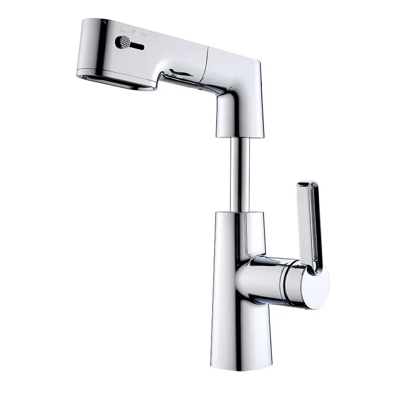 

White, multi-functional, basin, hot and cold water dragon, liftable head, pull-out type, digital display