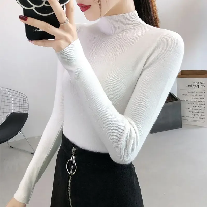 Half-high Neck Base Sweater Women\'s 2024 Autumn and Winter New Super Hot Ins Tide and Foreign Slim Inner Knitwear Top  Cardigan