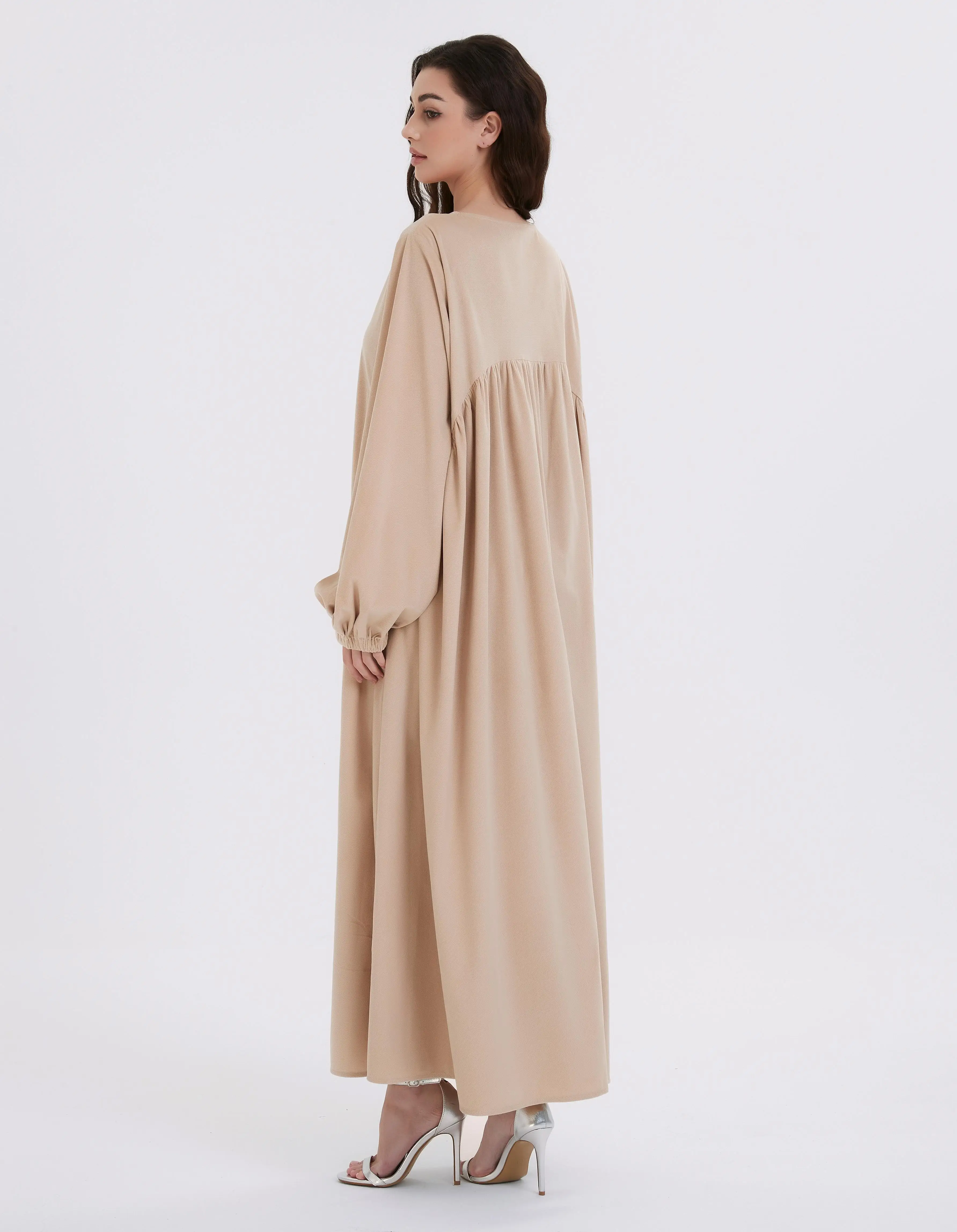 Abaya médio oriente muçulmano feminino outono/inverno veludo com vestido plissado de manga bufante grossa