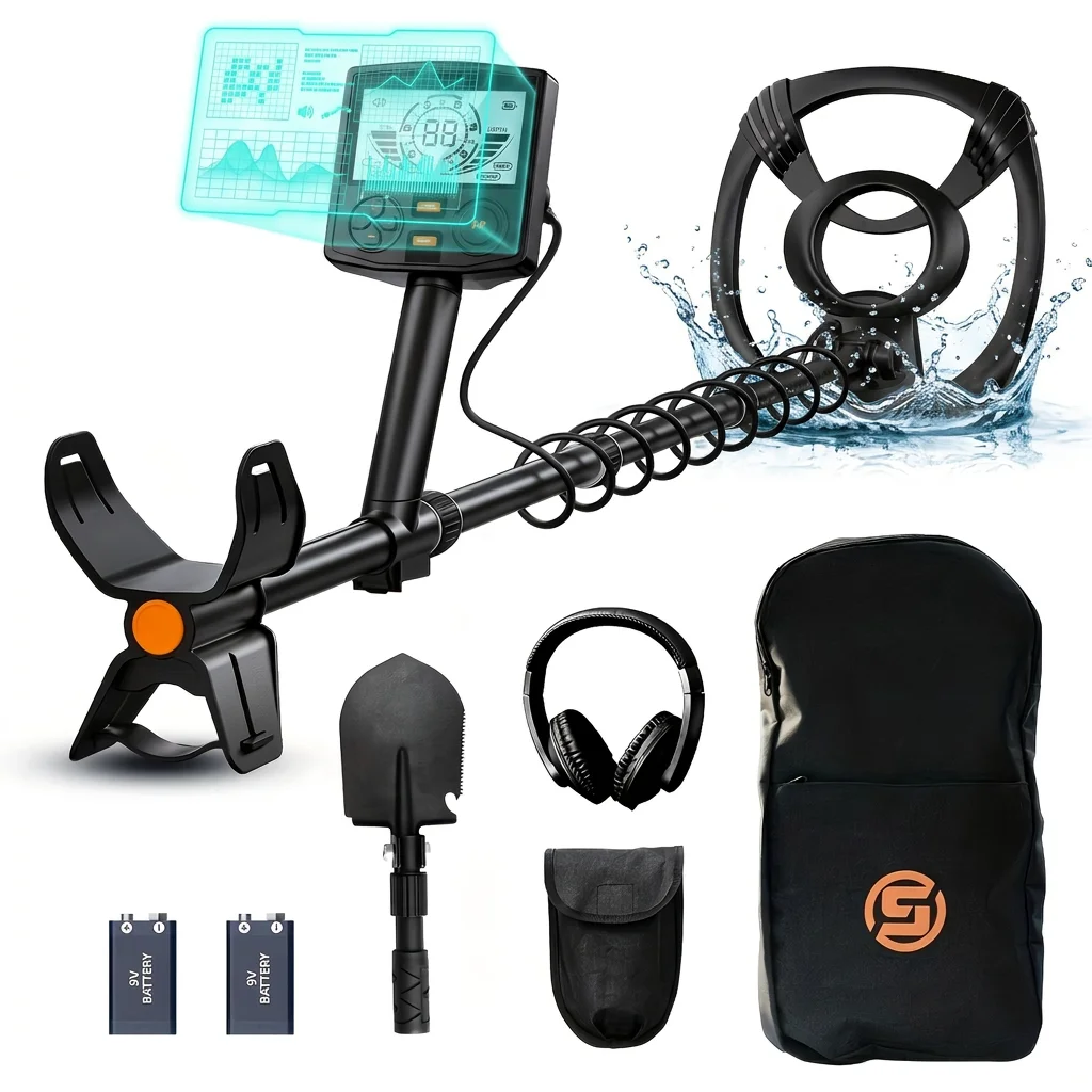SUNPOW Professioneller unterirdischer Metalldetektor für Erwachsene, 30cm IP68 Spule, 25cm Detektionstiefe, DSP-Chip,5 Modi, Doppel-LCD. Hochgenauer Golddetektor für Schatzsuche, Münzen und Relikte.