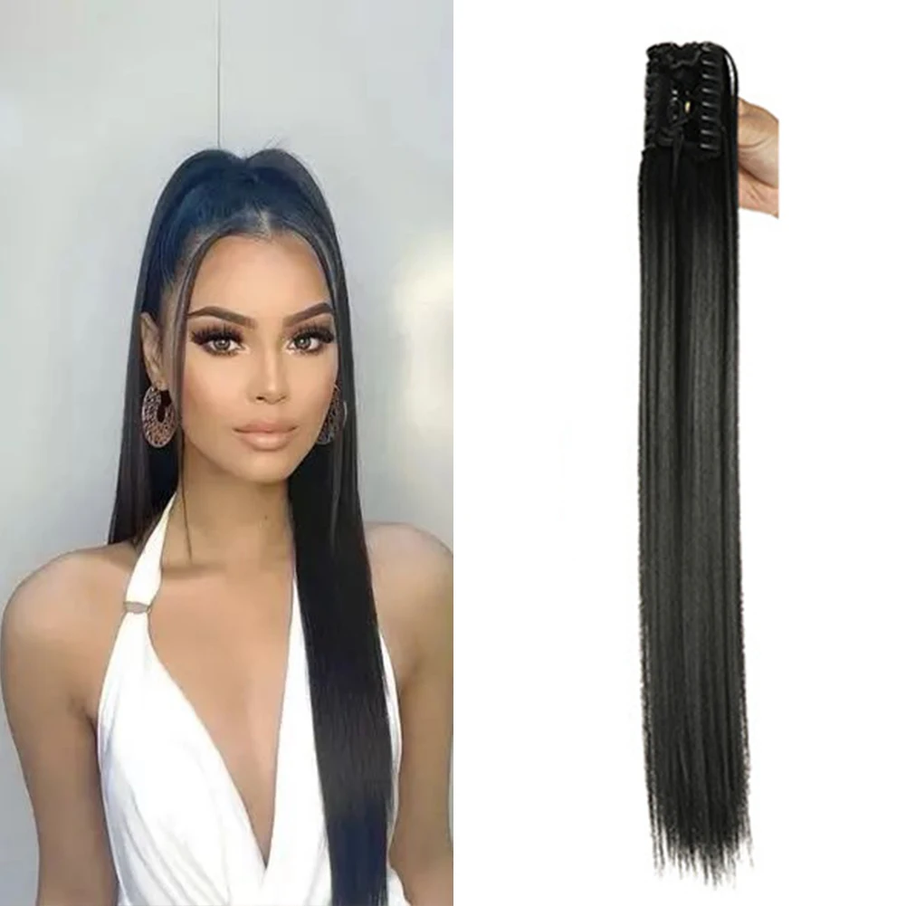 

Belle Show Synthetic Ponytail Hair Extension 22 Inch Long Straight Claw Clip Ponytail Heat Resistant Pony Tail HairPiece