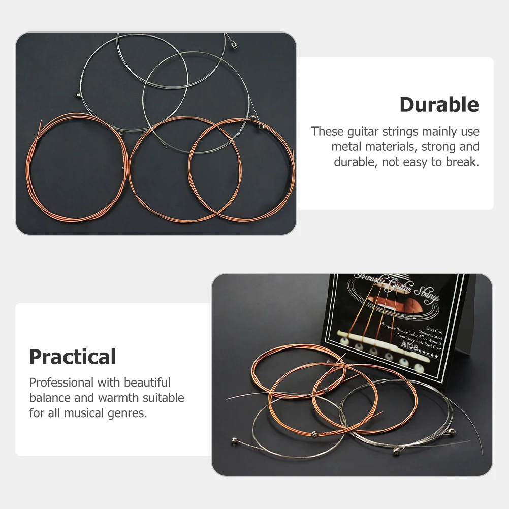 

12Pcs Folk Guitar Strings Replacement Durable Metal Acoustic Guitar Strings Accessories Set for Professional Music Playing