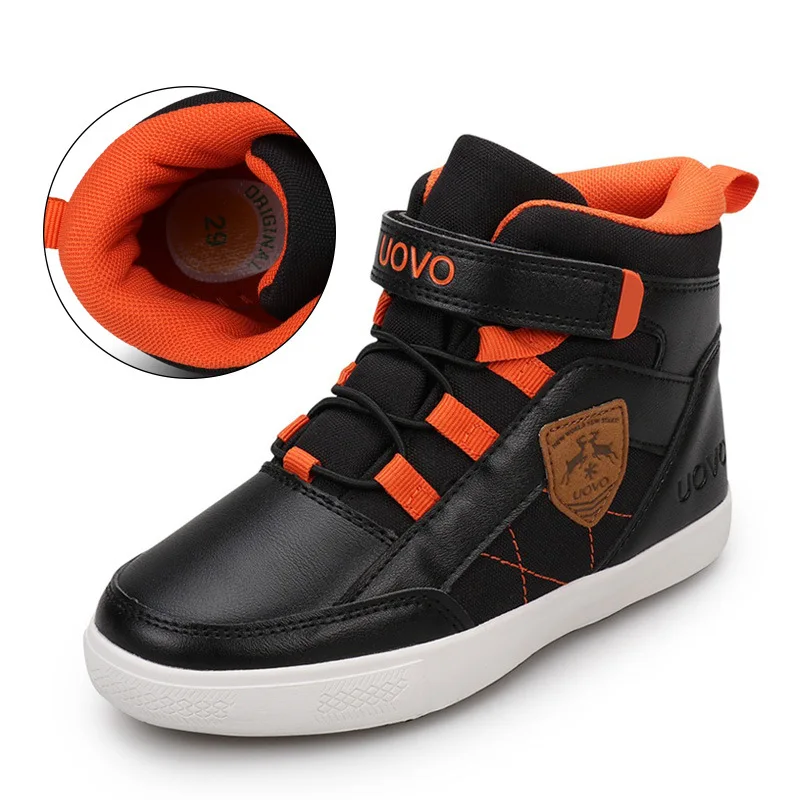 UOVO-zapatos clásicos de invierno para niños, zapatillas planas con forro de felpa, cálidas, a la moda, talla 28 a 39, novedad