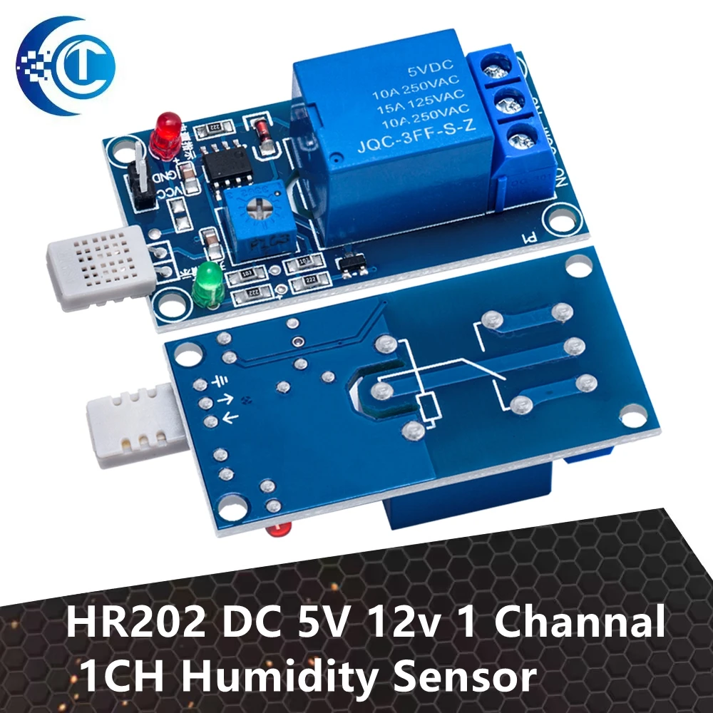 1PCS  HR202 DC 5V/12V 1CH Humidity Sensor Switch Relay Module -Control Board   Humidity Sensor Module