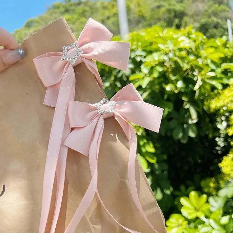 

1 Piece Long Lace Bow Ribbon Girls Hair Clip Sweet Fashion Bowknot Student Girl Hair Pin Chic Korean Headwear Hair Accessories