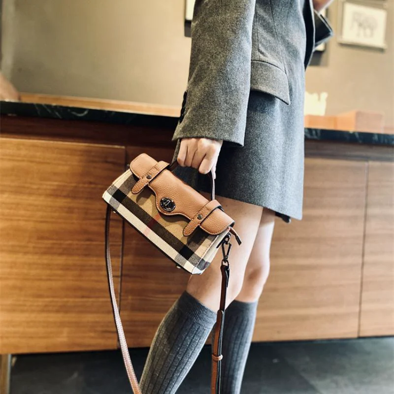 Echt leder Mode Plaid Umhängetaschen für Frauen neue Luxus kleine Umhängetasche weibliche Marke Designer Trends Handtaschen