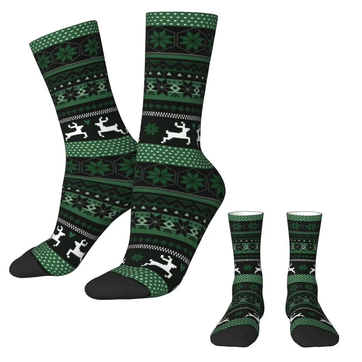 Nordic Christmas Print Socks Green Fair Isle Leisure Stockings Ladies Breathable Running Socks Autumn Custom Anti Skid Socks