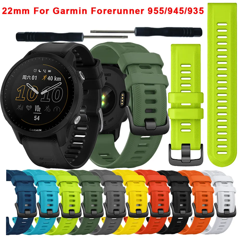 Официальные ремешки для часов Garmin Forerunner 955 22 мм, силиконовый браслет, браслеты для Forerunner 945 935 745 Fenix 5 6, ремешок