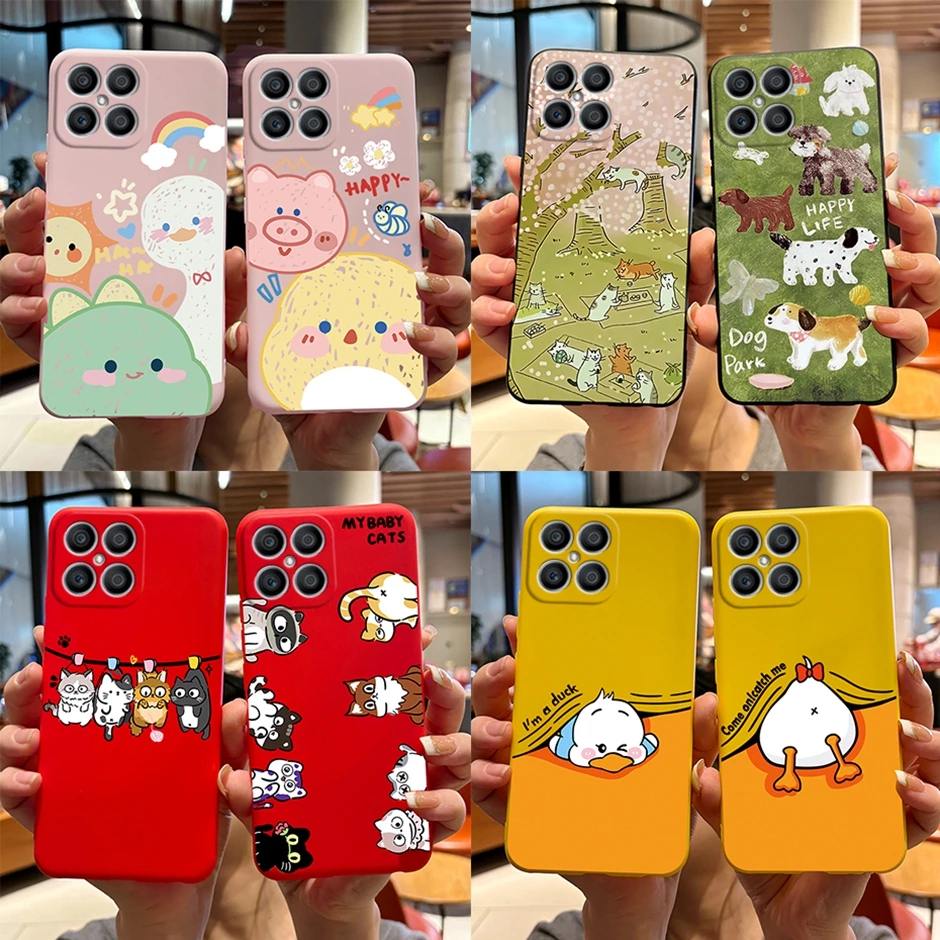 Dirt-resistant Cute Cartoon Unique Fashion Camera Case For Honor X8 4G Liquid Silicone Case Fro Honor X8 4G   Phone Case Bumper