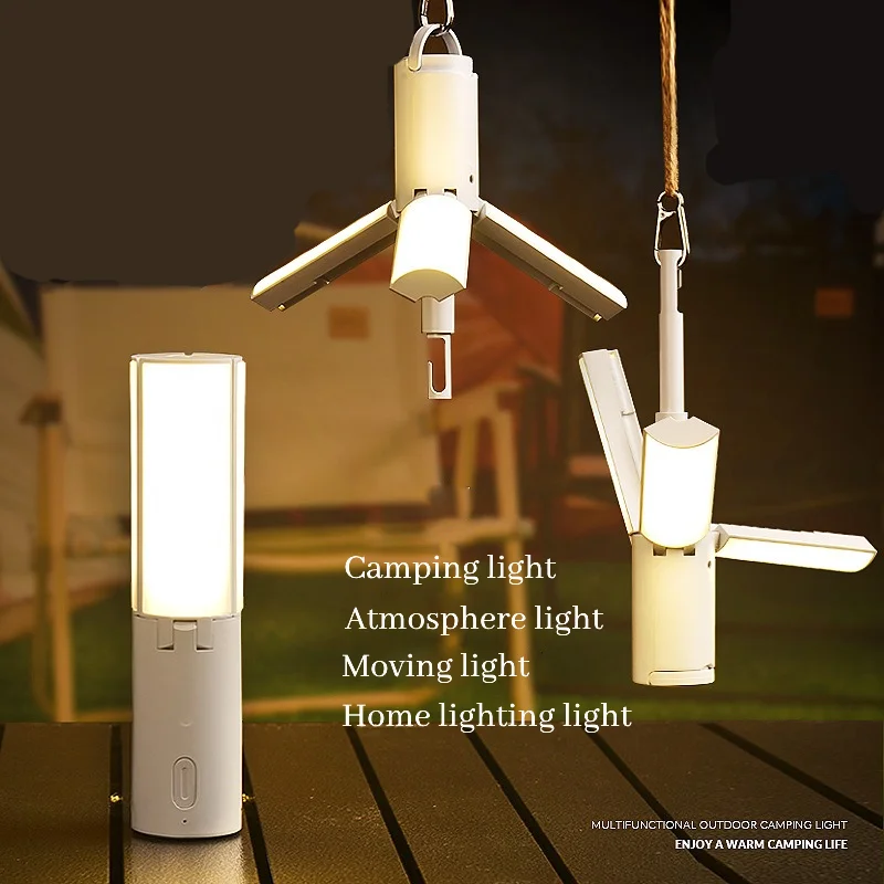 

4000mAh Rechargeable Camping Lantern 3 Color Modes Foldable IPX4 Waterproof Tent Light with Base Hanging Hook for Outdoor Hiking
