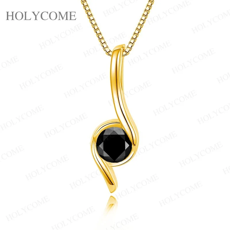

1CT Round Cut D Color VVS1 Moissanite Necklace Comma Necklace For Women Gold Plated Jewelry 100% Sterling Silver 925 Pendant