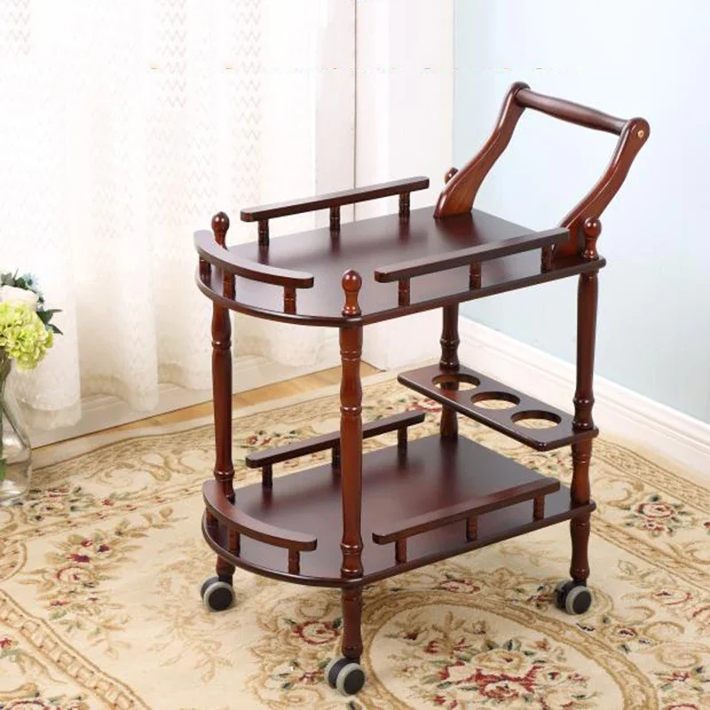 European-style Hotel Restaurant Double-tier Solid Wood Trolley Beauty Salon Pushcart Wozki Transportowe Commercial Furniture