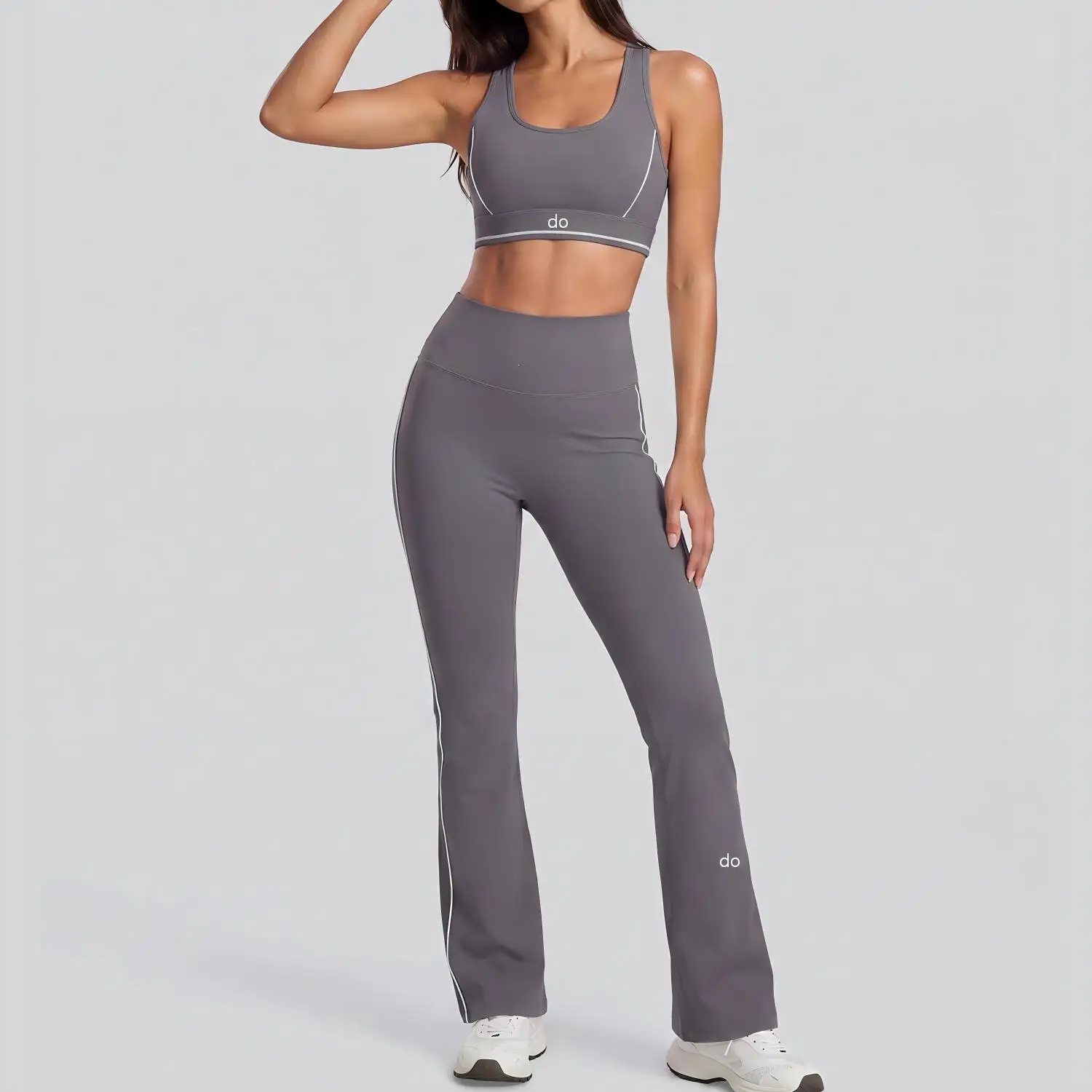2026 High Waist and Hip Lifting Yoga Set - Contrast Line Sports Fitness Clothing - Women's Tight Elastic Two Piece Set-