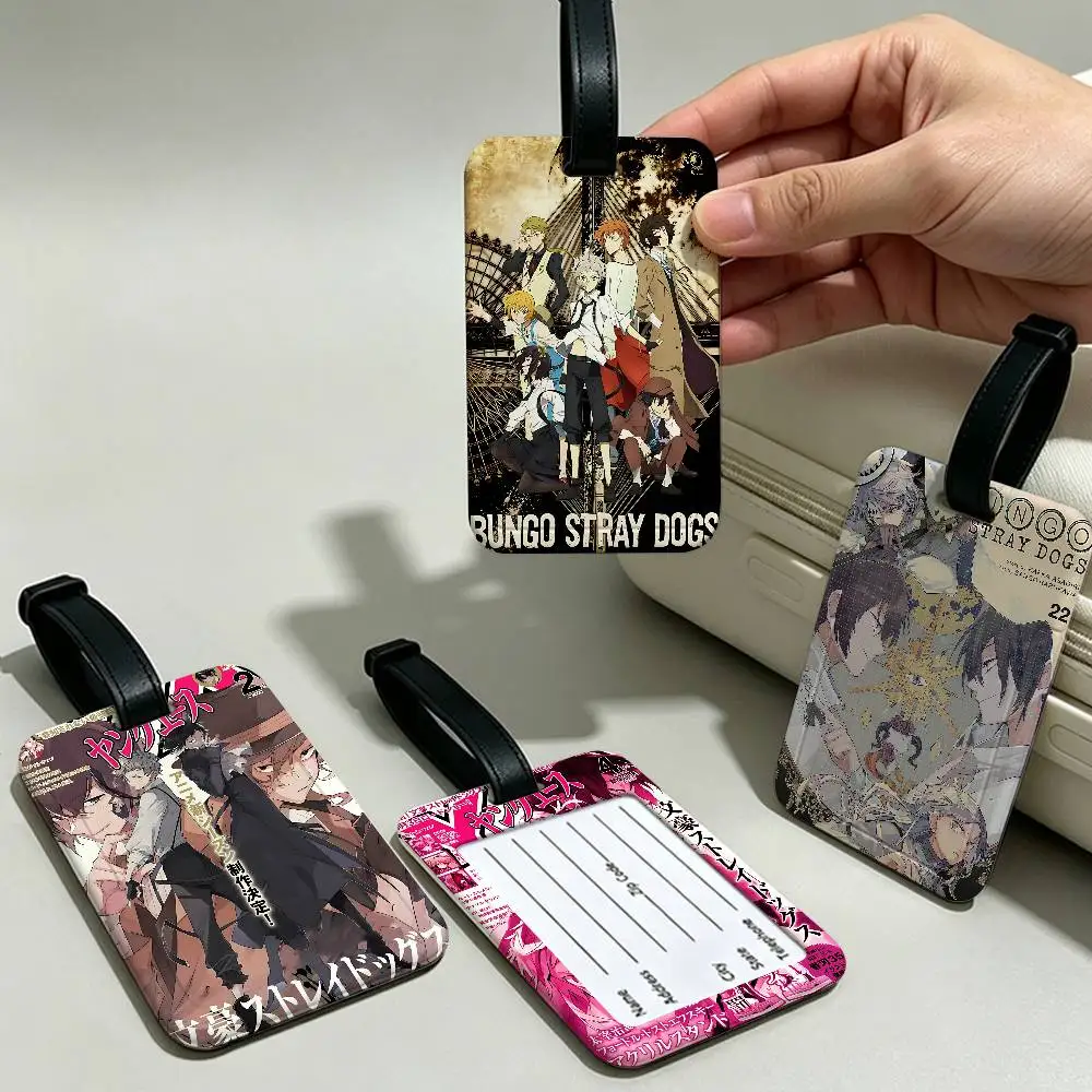 Japanese Anime Bungo Stray Dogs Vintage  Multiscene PVC Luggage Tag Anti lost Design With Information Card For Travel Backpack