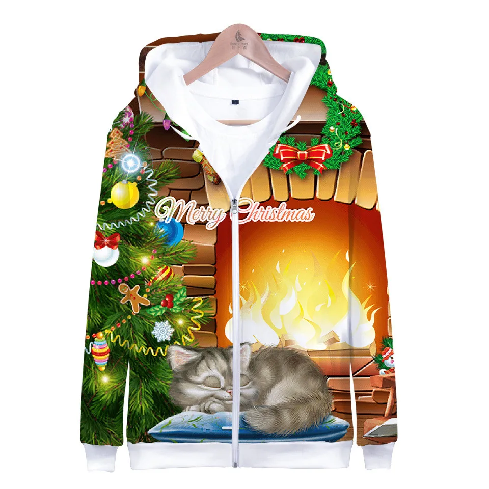 Kerst 3D Hoodies kinderen en volwassenen Hoodie Sweatshirts mannen/vrouwen Lange Mouw herfst winter warme mode grappige 3D Jas Kleding