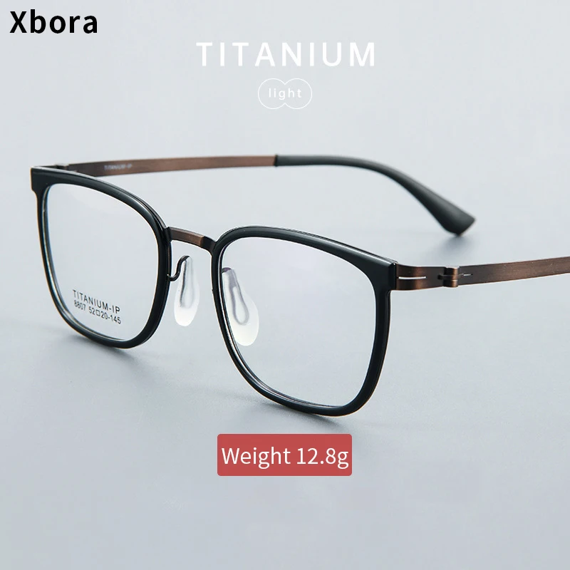 

Xbora 2024 New Pure Titanium Screw-Free Optical Glasses Frame Retro Oval Flexible Prescription Eyewear For Men And Women C8807T