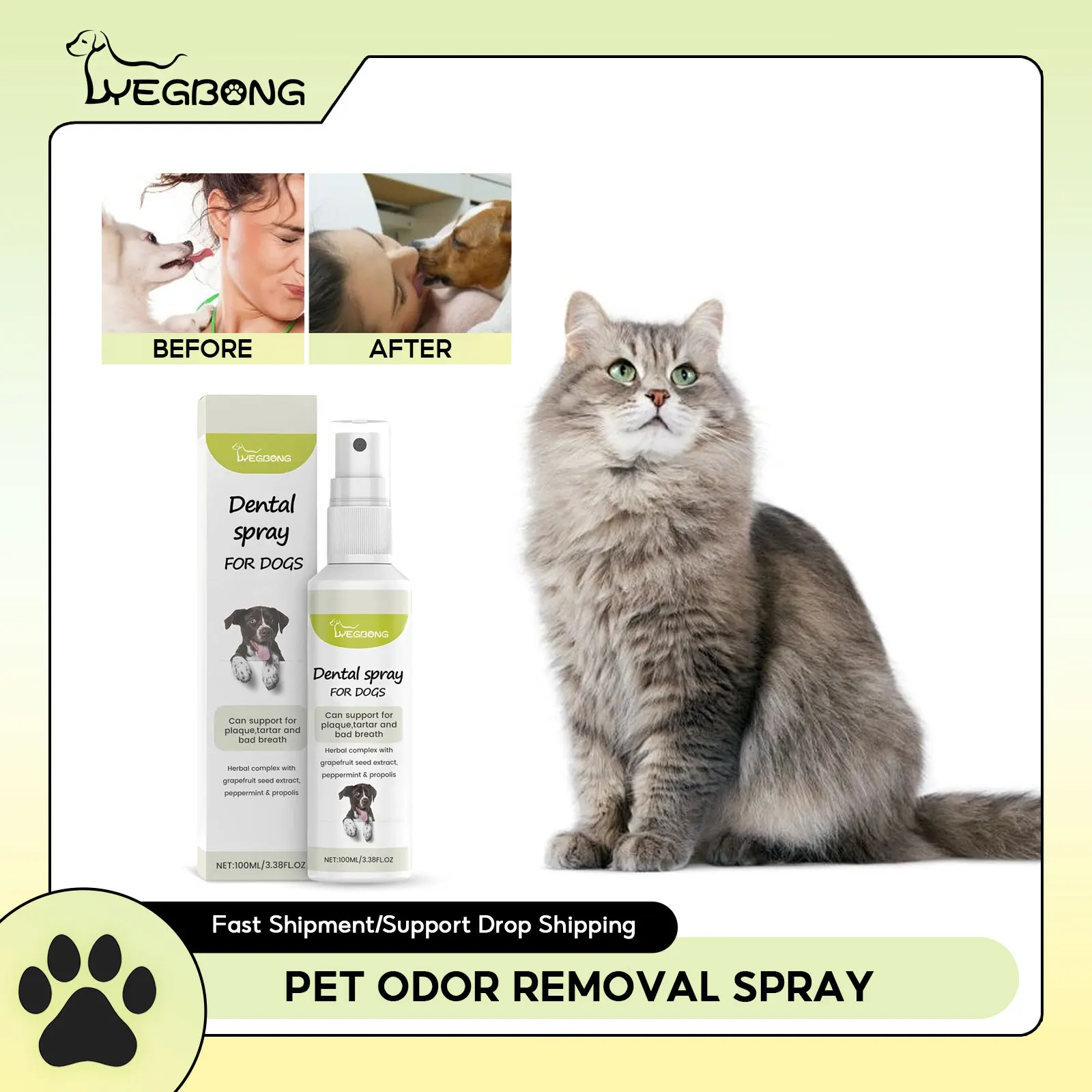 

Pet Odor Removal Spray Dog Bad Smell Removal Teeth Stain Remover Prevent Calculus Catnip Anti Anxiety Deodorant Pet Dental Spray