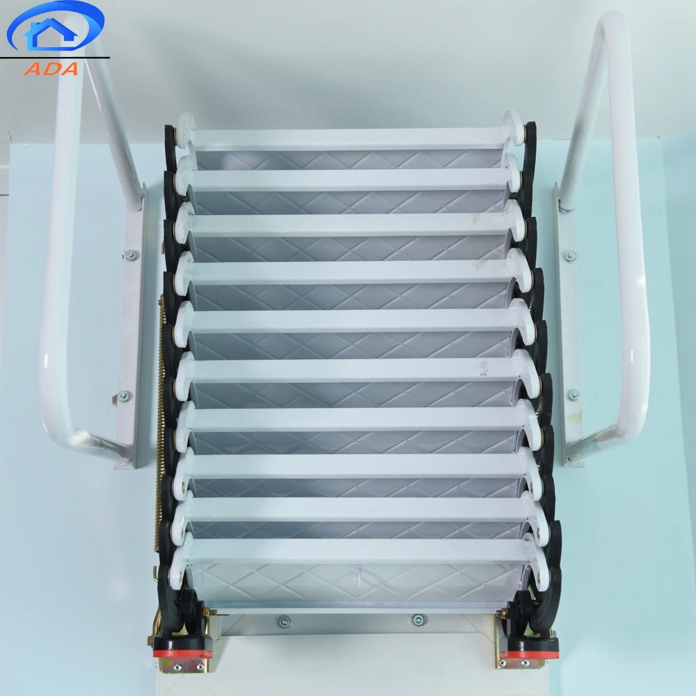 Carbon Steel Black Widened Wall Mounted Retractable Attic Automatic Ladder