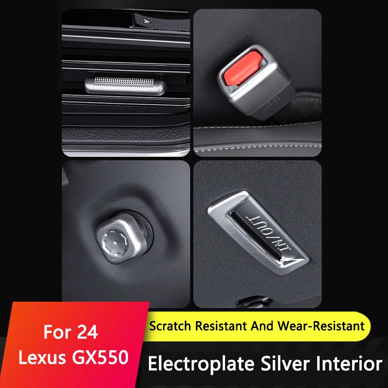 QHCP Car Air Vent Decorative Sticker Sun Visor Handle Seat Safety Buckle Trim Fit For Lexus GX550h 2024 Auto Interior Accessorie