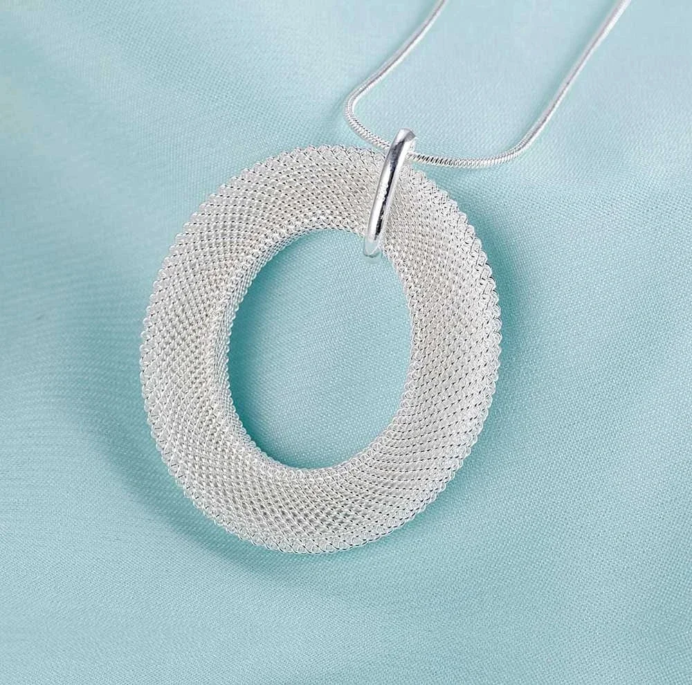 45-65cm luxury designer network circle Pendant 925 Sterling Silver Necklace For Women party wedding Fashion  Jewelry gifts