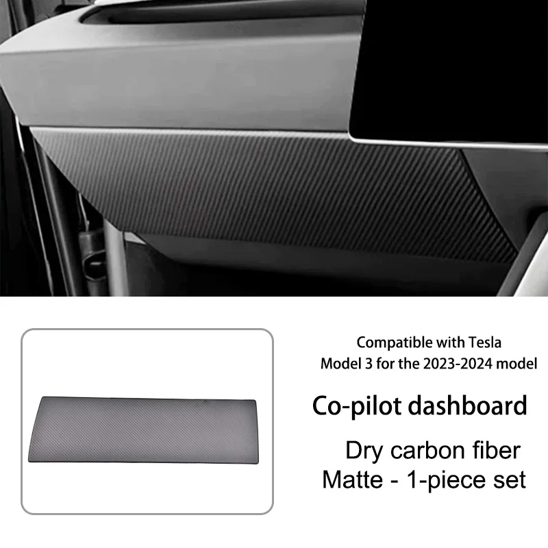 For Tesla Model 3 Highland 2023 2024 Dry Carbon Fiber Co-Pilot Dashboard Decorative Sticker Car Interior Accessories