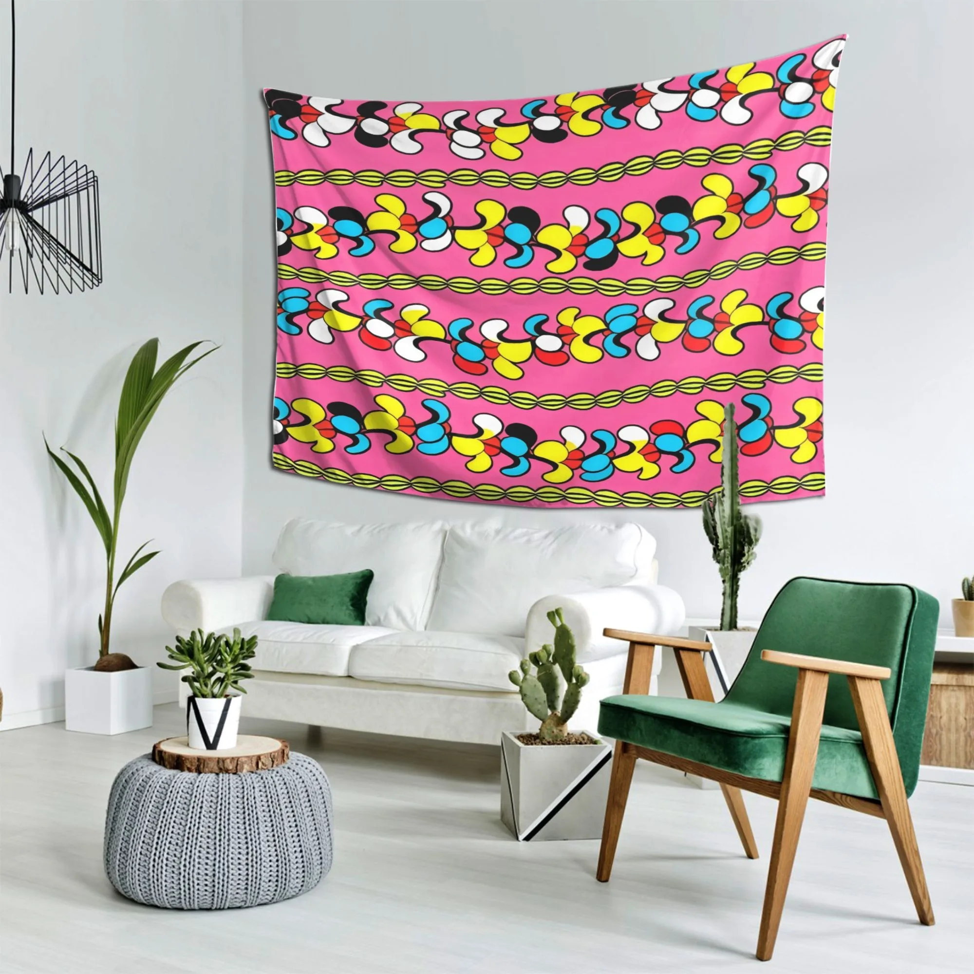 Retro Abstract Tapestry, Colorful Geometric Pattern Wall Hanging, Pop Art Decor, Y2K Aesthetic Room Backdrop, Funky Poster