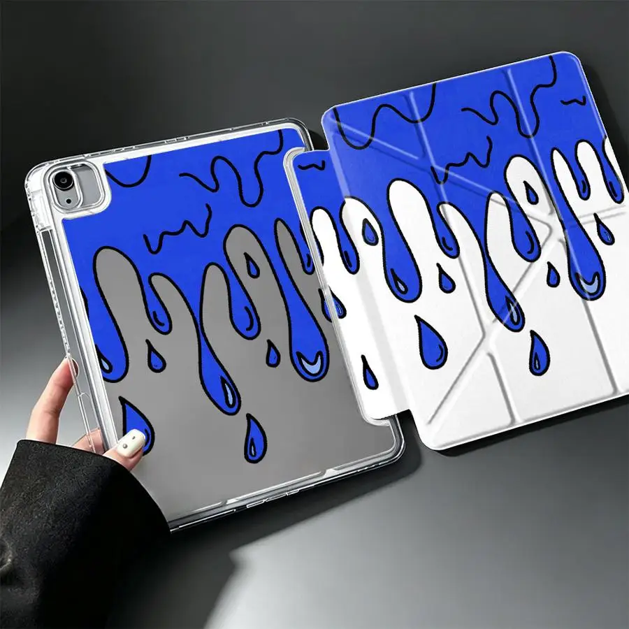 Creative Cool Blue Water Droplet Tablet Case For iPad 12th Mini 7 6 5 Air 8 M2 M3 3 10th Gen 11th Pro 13 2025 2026 9th With Pen