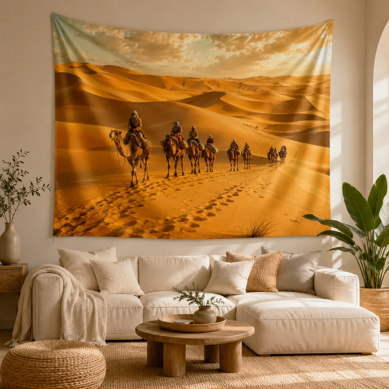Desert Camel Tapestry Wall Hanging Sunset Scenery Large Fabric Wall Tapestries Boho Home Room Decor for Bedroom Living Room