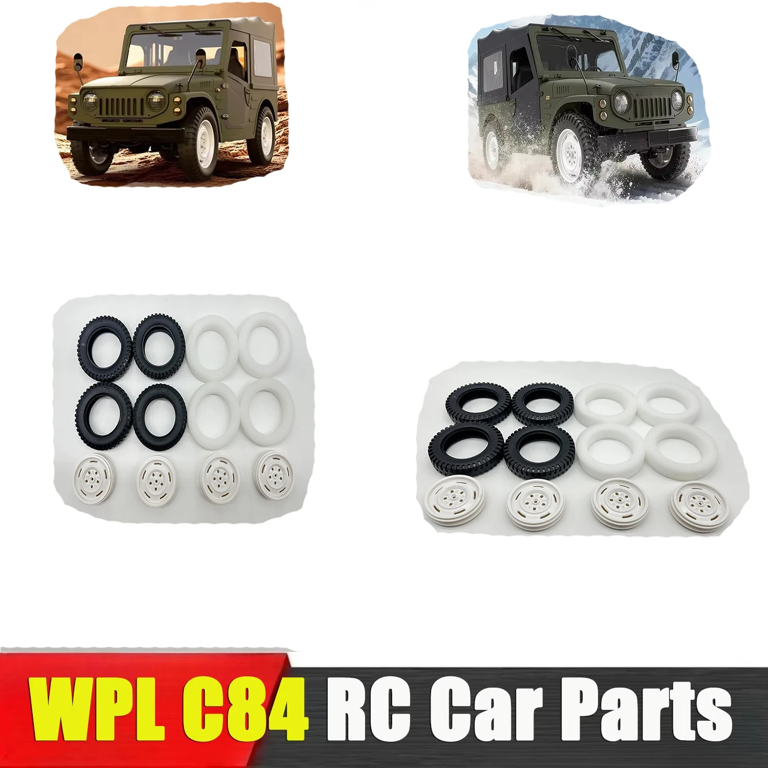 WPL C84 RC Vehicle Parts - Original Factory Tire Plastic Wheel Hub Modification Remote Control Car Tires