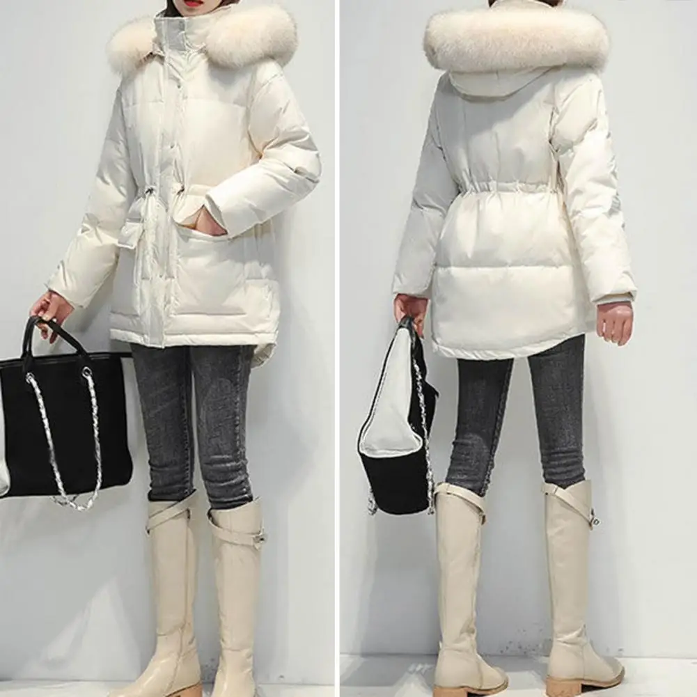 Parka acolchada de algodón con cuello de piel grande para mujer, chaqueta cálida, prendas de vestir exteriores, ropa de nieve gruesa, ropa acolchada, Invierno