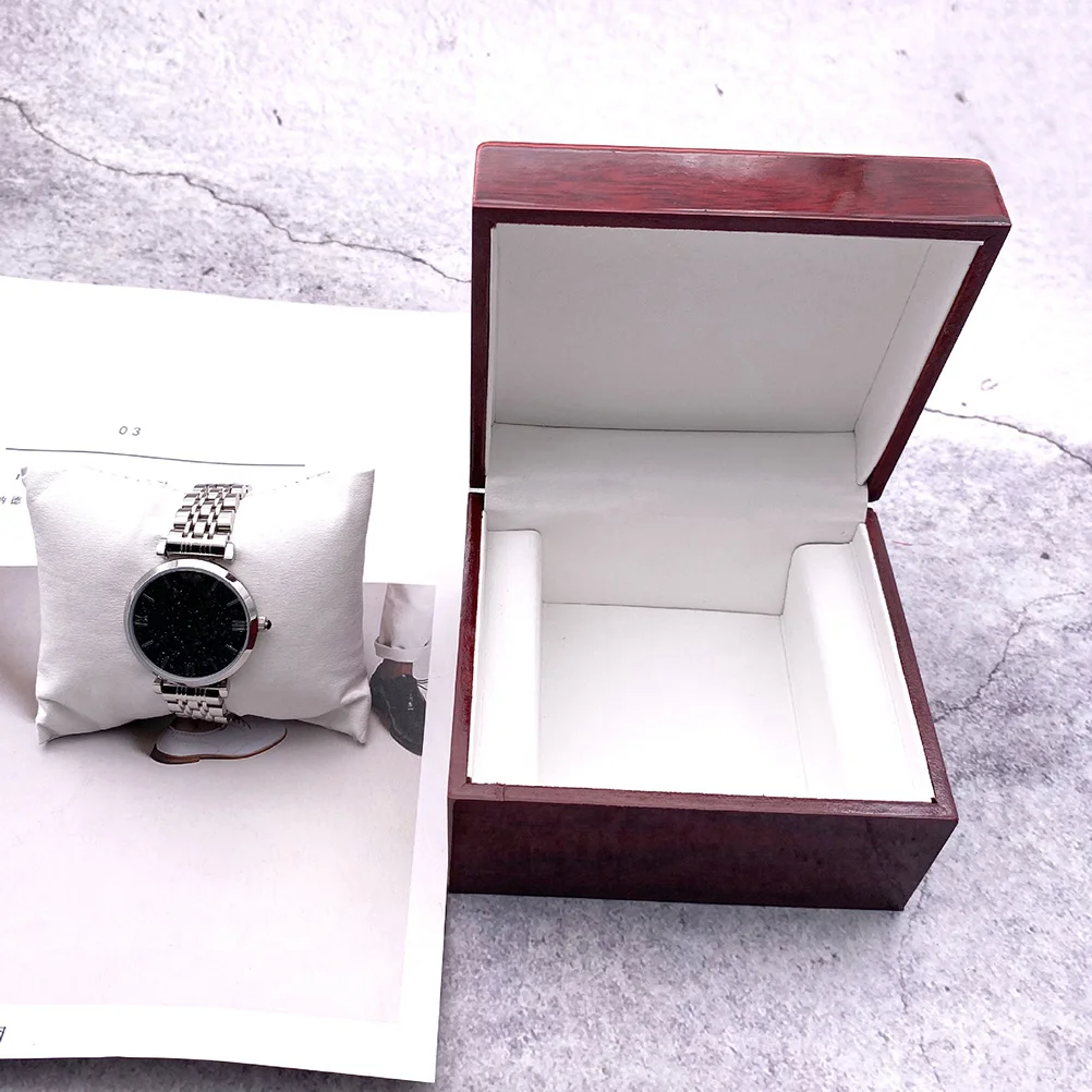 2Pcs Painted Wooden Watch Box Luxury Storage Case for Watches Jewelry Removable Pillow Red Spray Paint Painted Jewelry Box