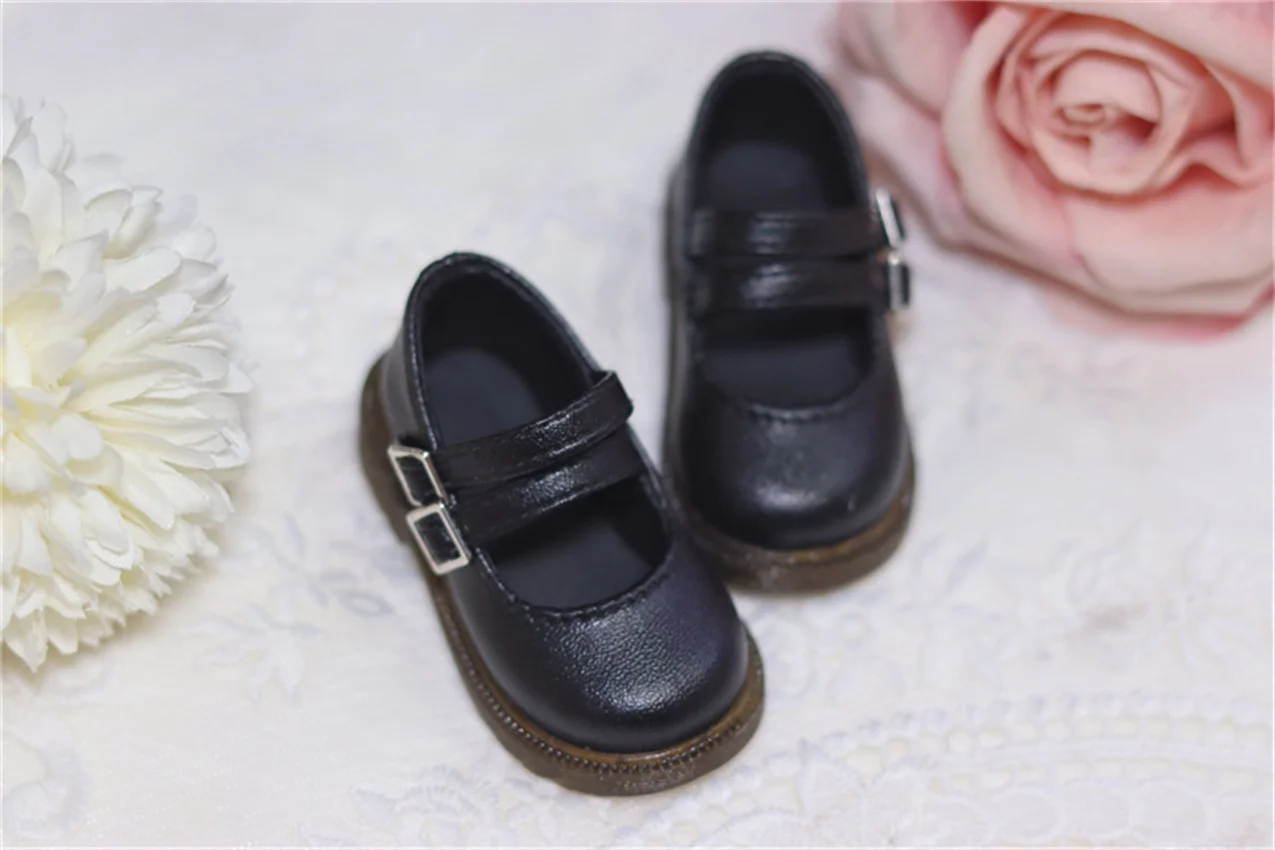 Spot Inventory BJD MSD MDD 1/4 1/6 Girls Cute Soft Soled Round-Toe Chunky-Heel Girls\' Leather Shoes BJD Doll Accessories