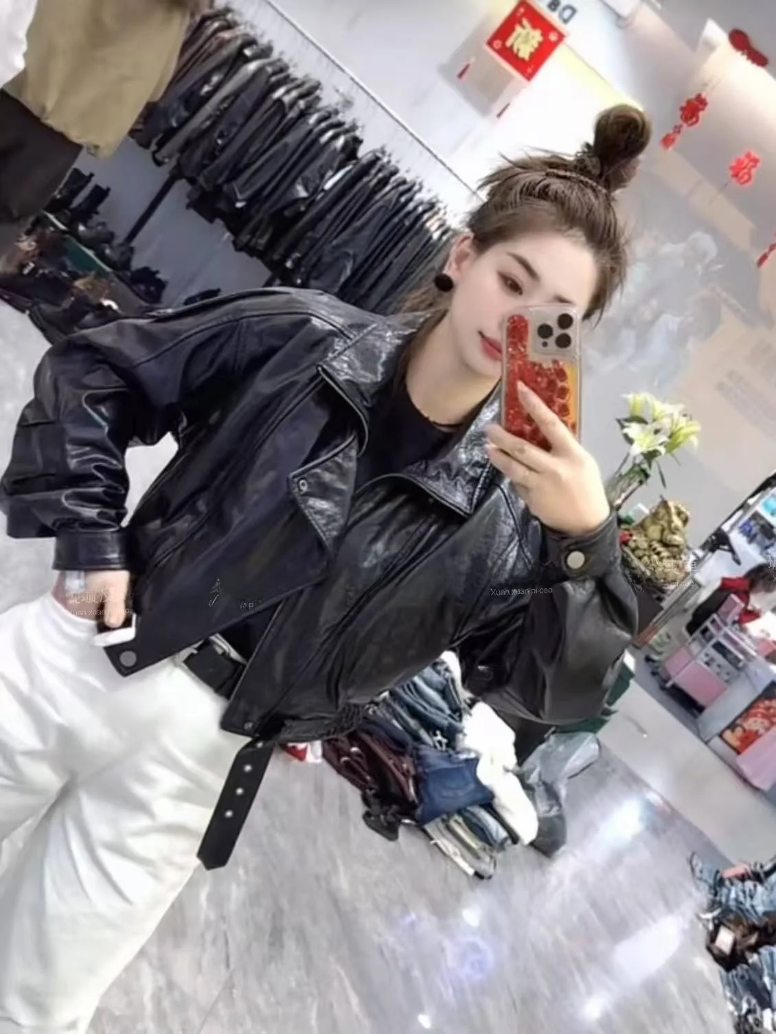 

Ning 2026 New Sle Women's Leather Jaet Genuine eepskin Long Sve Zipper Closure Luxury Feel Small Size Friendly