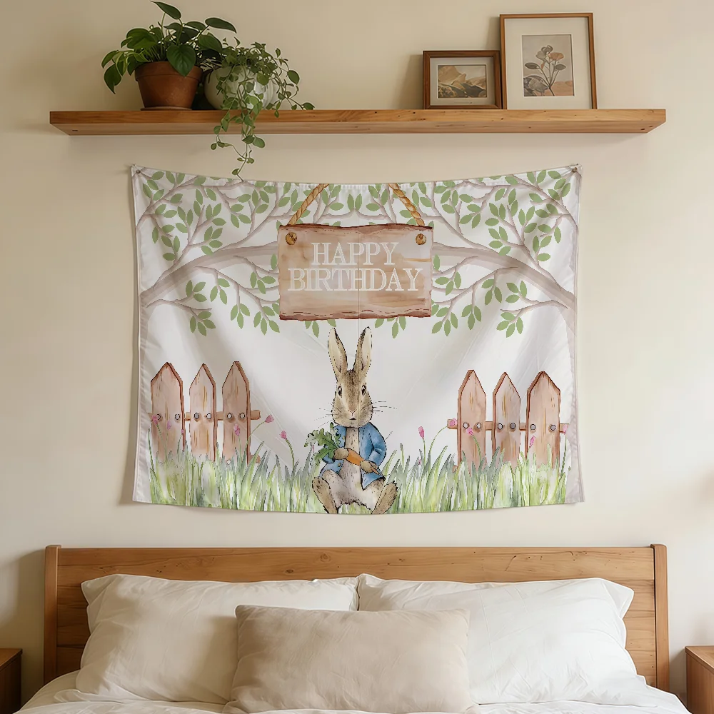 Peter Rabbit Birthday Flag Durable Outdoor Indoor Patio Festive Decoration Classic Design Pole Wall Room Banner