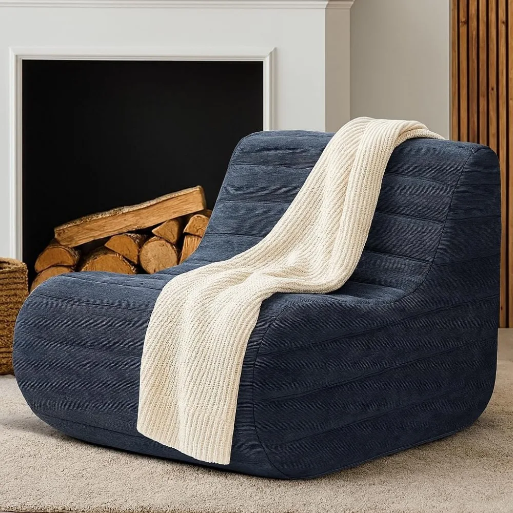 Compact Memory Foam Bean Bag Chair - Gray, Comfortable Seat for Home, Office, and Living Room