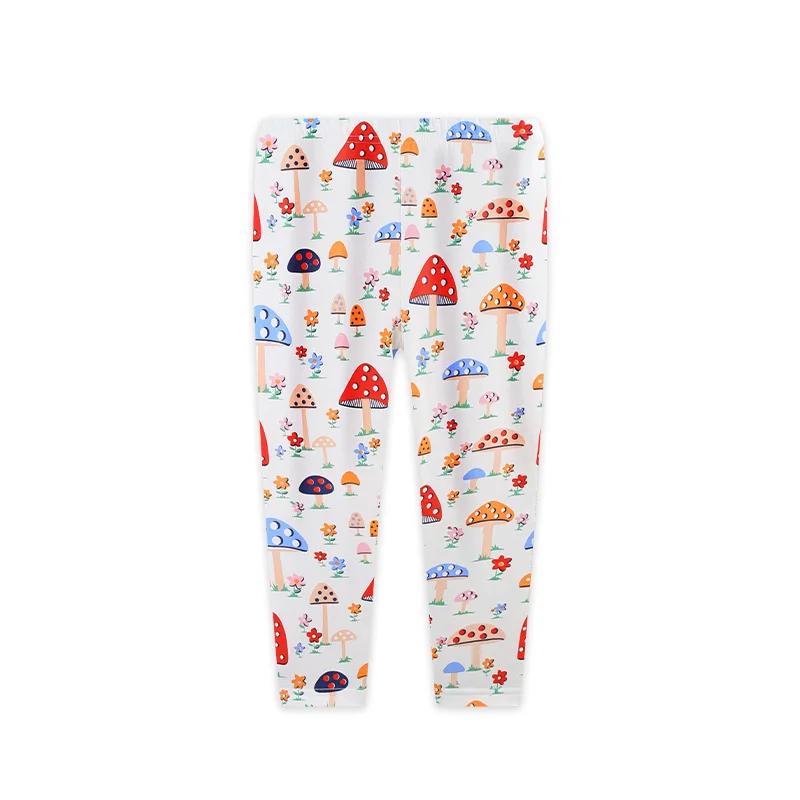 Girls Leggings European American Style Cute Mushroom Print Pants Toddler Kids Elastic Cotton Casual Long Pants Autumn Clothing