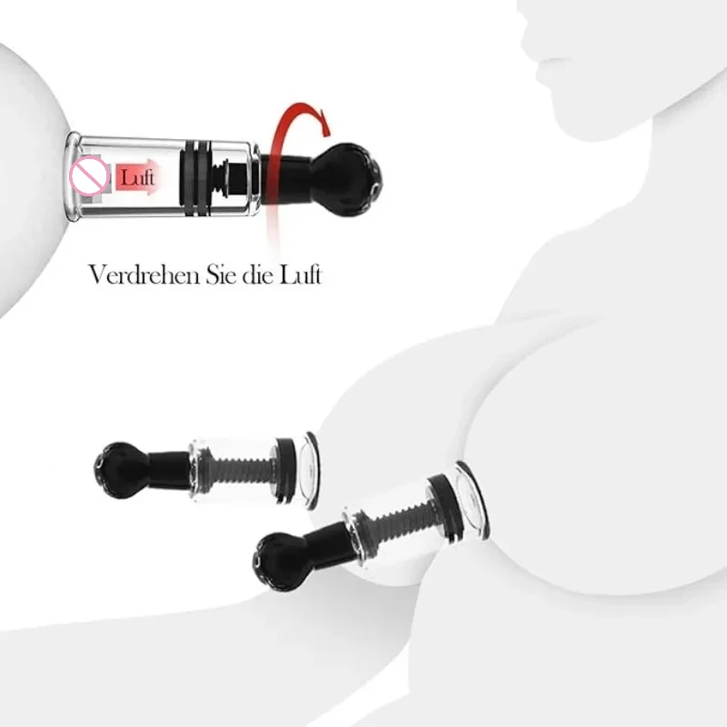 BDSM Nipple Suction Cup Set – Adjustable Breast & Clitoris Sucker Pump for Erotic Play, Adult Nipple Clamps for Women & Men view 2