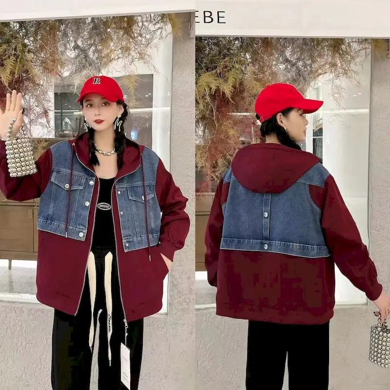 Imagem -06 - Jaqueta Jeans com Capuz Feminino Cardigã com Zíper Cabolsas com Capuz Cabolsa Estilo Coreano de Alto Grau Moda Outono Novo 2024