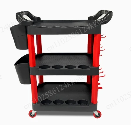 Car beauty tool cart, three-layer thickened trolley, car wash mobile storage cart