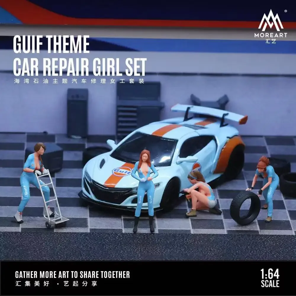 MoreArt 1:64 Resin Figure Lady Repairman Girl Set Gulf Coating Blue