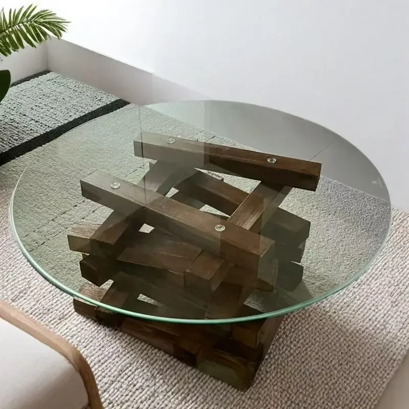 Salontafel rond klein appartement gehard glas bed en ontbijt woonkamer moderne eenvoudige theetafel