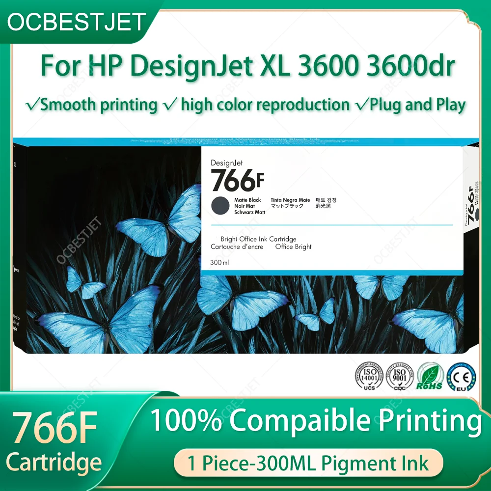 

Ocbestjet For HP 766F Compatible Ink Cartridge For HP DesignJet XL 3600 3600dr With Full Ink Vivid Color 300ml Pigment Ink