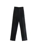 Women Chic Fashion Office Wear Straight Pants Vintage High Waist Zipper Fly Female Trousers Mujer - Image 5