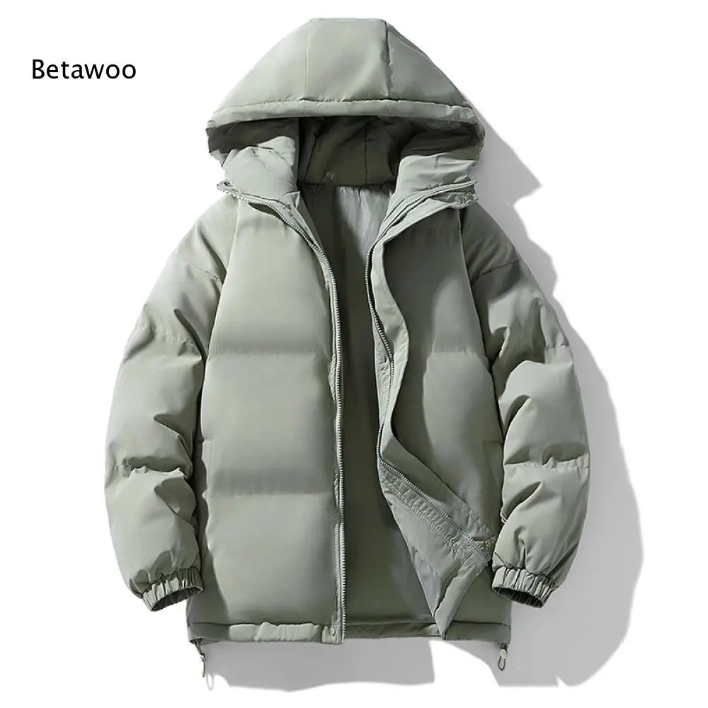 Women Hooded Puffer Jacket Zip Up Winter Outerwear Loose Fit Warm Coat With Adjustable Hem For Daily Cold Weather Wear